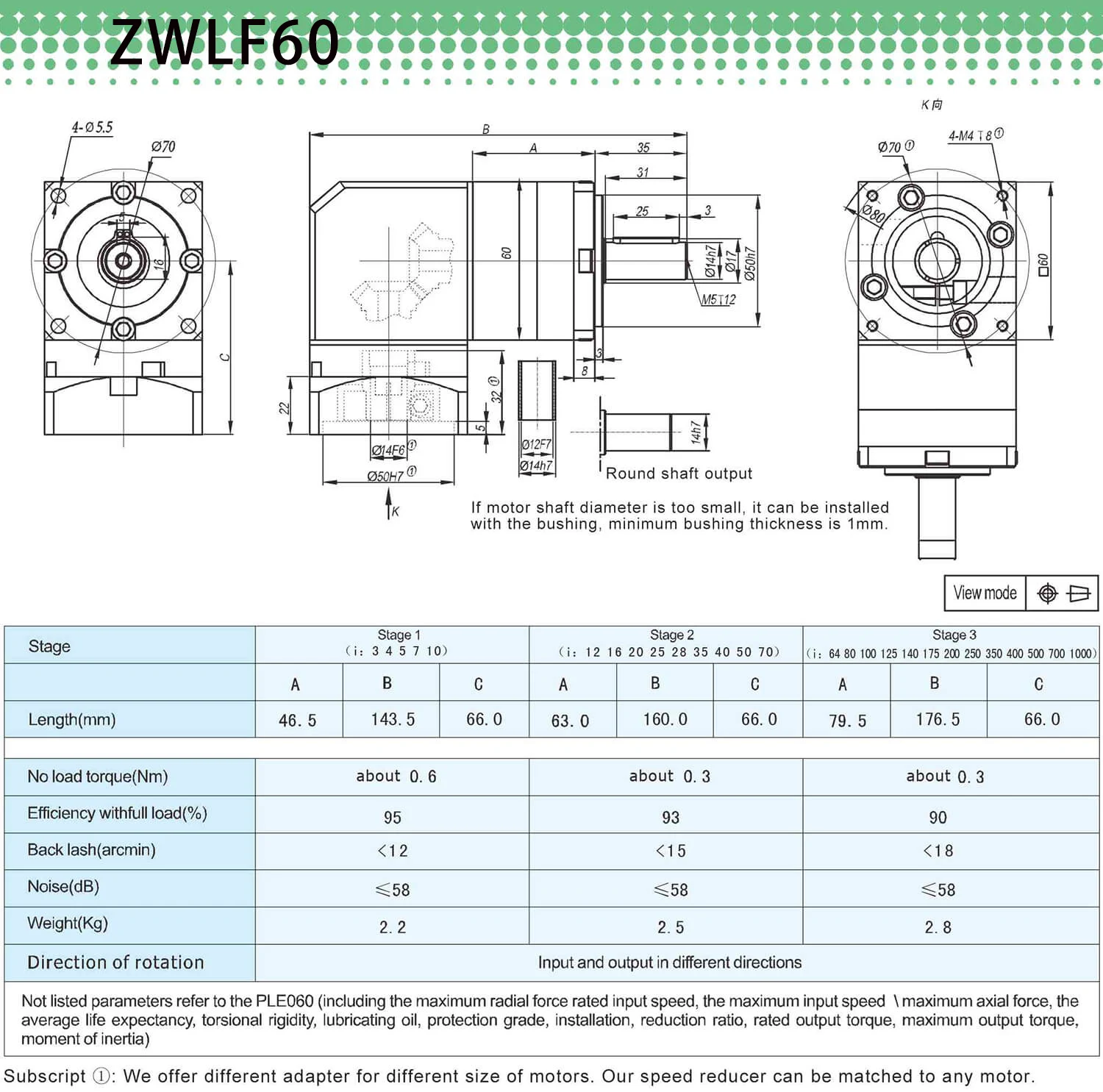 60 flange transmission gearhead